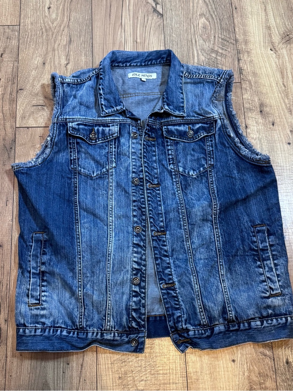 Denim Trucker Vest Frayed Vest plus size, XXL, Y2K, Biker, Country Cowgirl, Fall